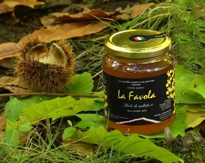 Vasetto di Miele di Millefiori La Favola tra foglie di castagno e ricci
